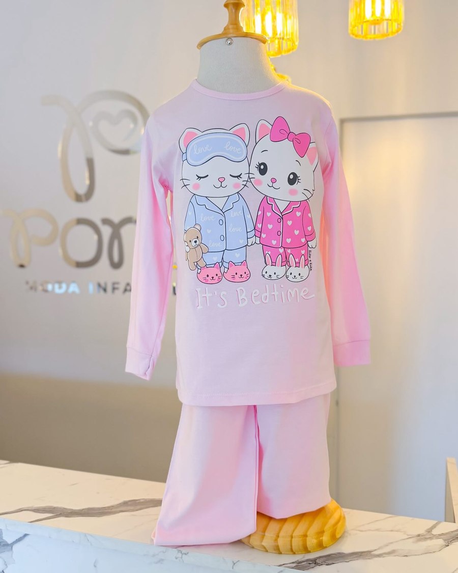 Pijama Bedtime — Moletinho felpado das gatinhas
